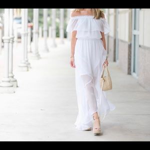 Off the shoulder white dress